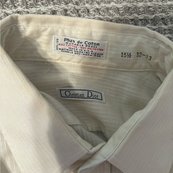 Christian Dior | Vintage White Button Up | Size 15 1/2 32-33 - Picture 9 of 10